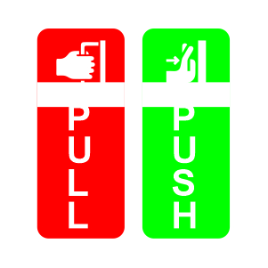 Push Pull Sign Self-Adhesive Green Red Sticker for Glass Door, Wooden Door Business Shop Stores Cafes Shops Hospital School Office Hotel Restaurant Hotel Company Malls (Pack of 3 Set