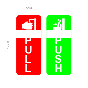 Push Pull Sign Self-Adhesive Green Red Sticker for Glass Door, Wooden Door Business Shop Stores Cafes Shops Hospital School Office Hotel Restaurant Hotel Company Malls (Pack of 3 Set